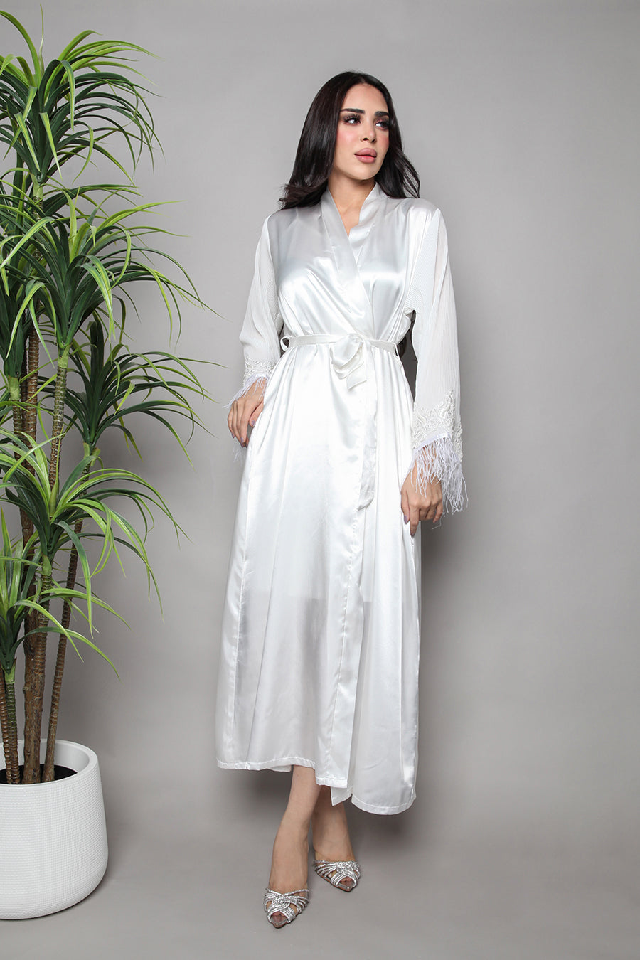 Ethereal Tulle-Feather Bridal Robe - Tulle-f