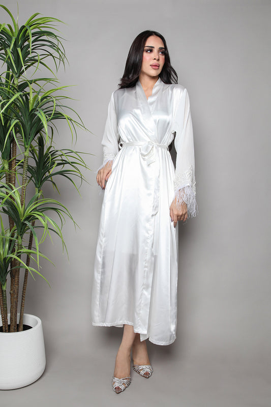 Ethereal Tulle-Feather Bridal Robe - Tulle-f