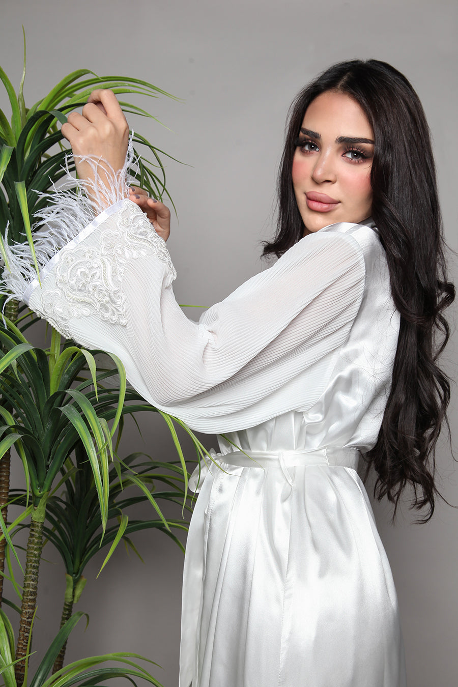 Ethereal Tulle-Feather Bridal Robe - Tulle-f