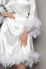 Glamorous Round-Feather Bridal Robe - R-F