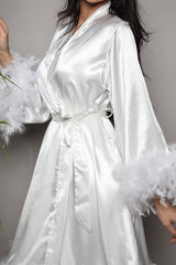 Glamorous Round-Feather Bridal Robe - R-F