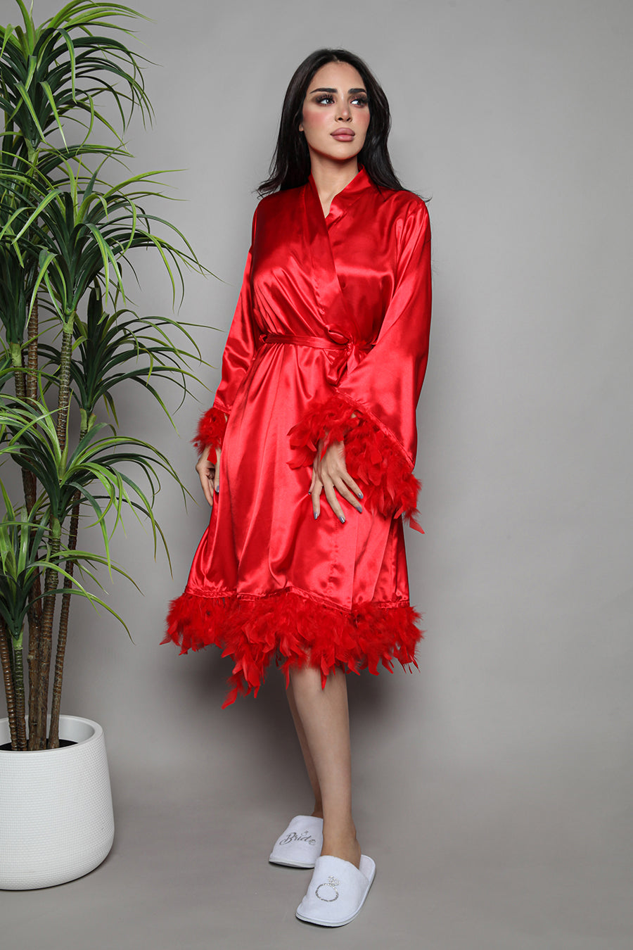 Glamorous Round-Feather Bridal Robe - R-F