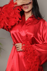 Glamorous Round-Feather Bridal Robe - R-F