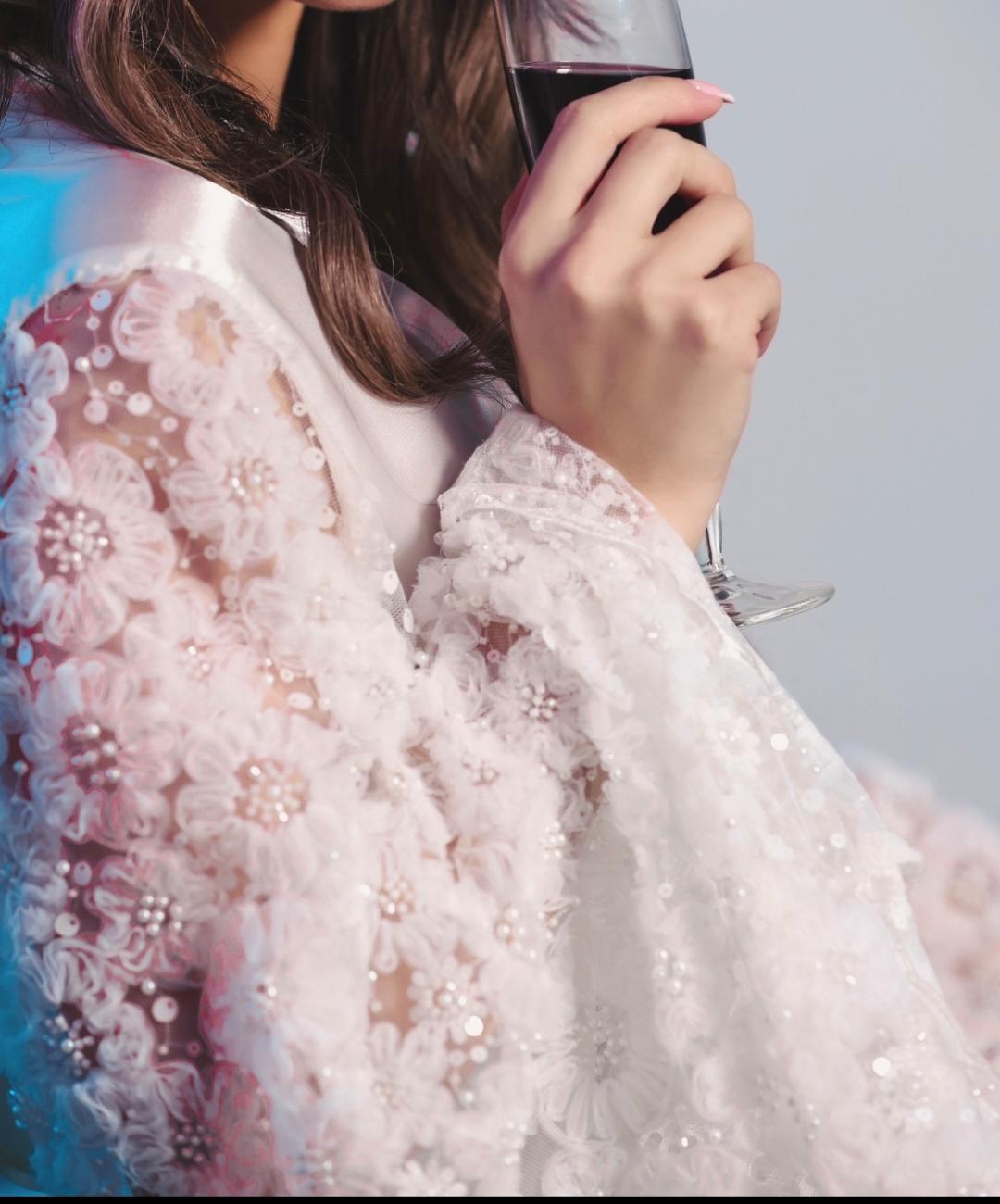 Romantic 3D Floral Lace Midi Bridal Robe