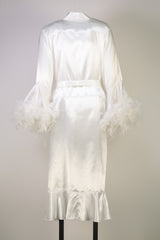 Elegant Ruffled-Feather Bridal Robe